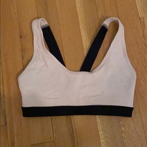 Pink and black sport bra